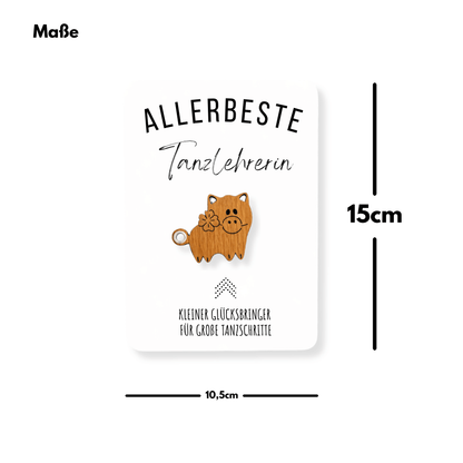 Karte mit Glücksbringer "Allerbeste Tanzlehrerin" Maße