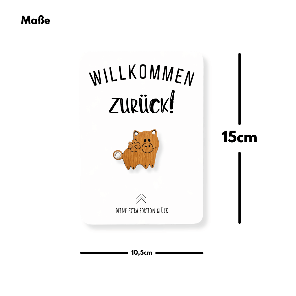 Karte mit Glücksbringer "Willkommen zurück"
