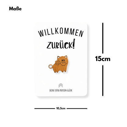 Karte mit Glücksbringer "Willkommen zurück"