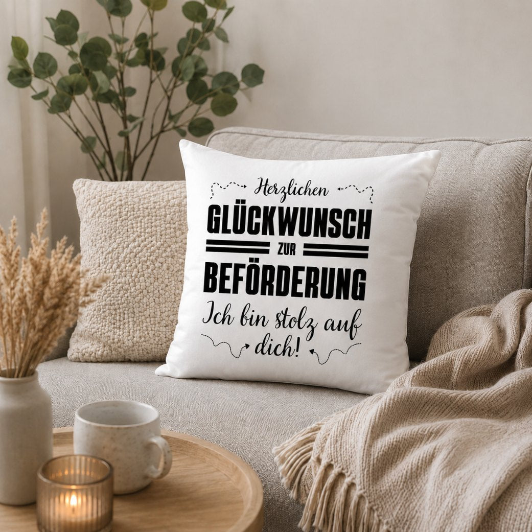 Sofakissen "Glückwunsch zur Beförderung - Ich bin stolz auf dich"