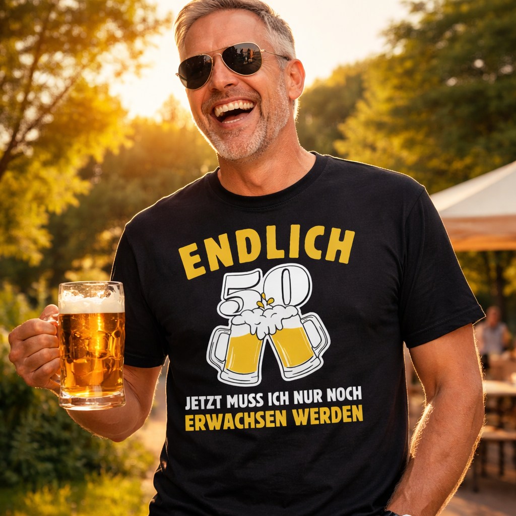 Männer T-Shirt "Endlich 50 - Jetzt muss ich nur noch erwachsen werden"