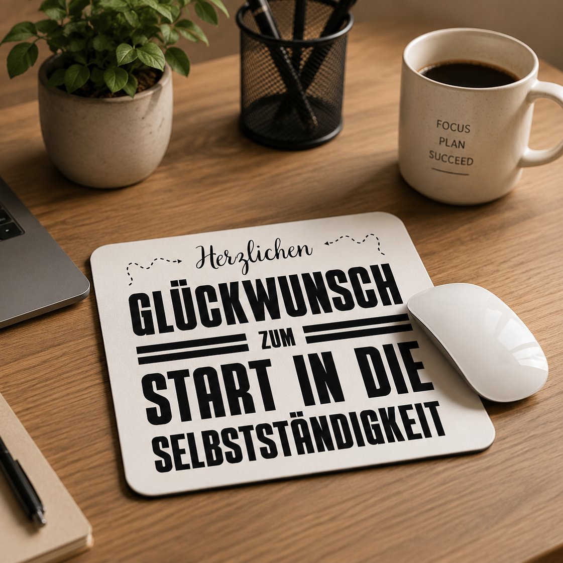 Mousepad "Herzlichen Glückwunsch zum Start in die Selbstständigkeit" Lifestylebild