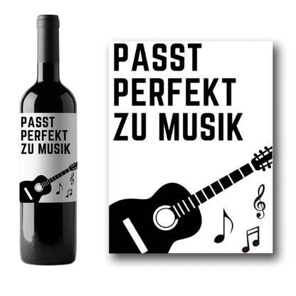Flaschenetikett "Passt perfekt zu Musik" ideal als Geschenkidee für Musikliebhaber