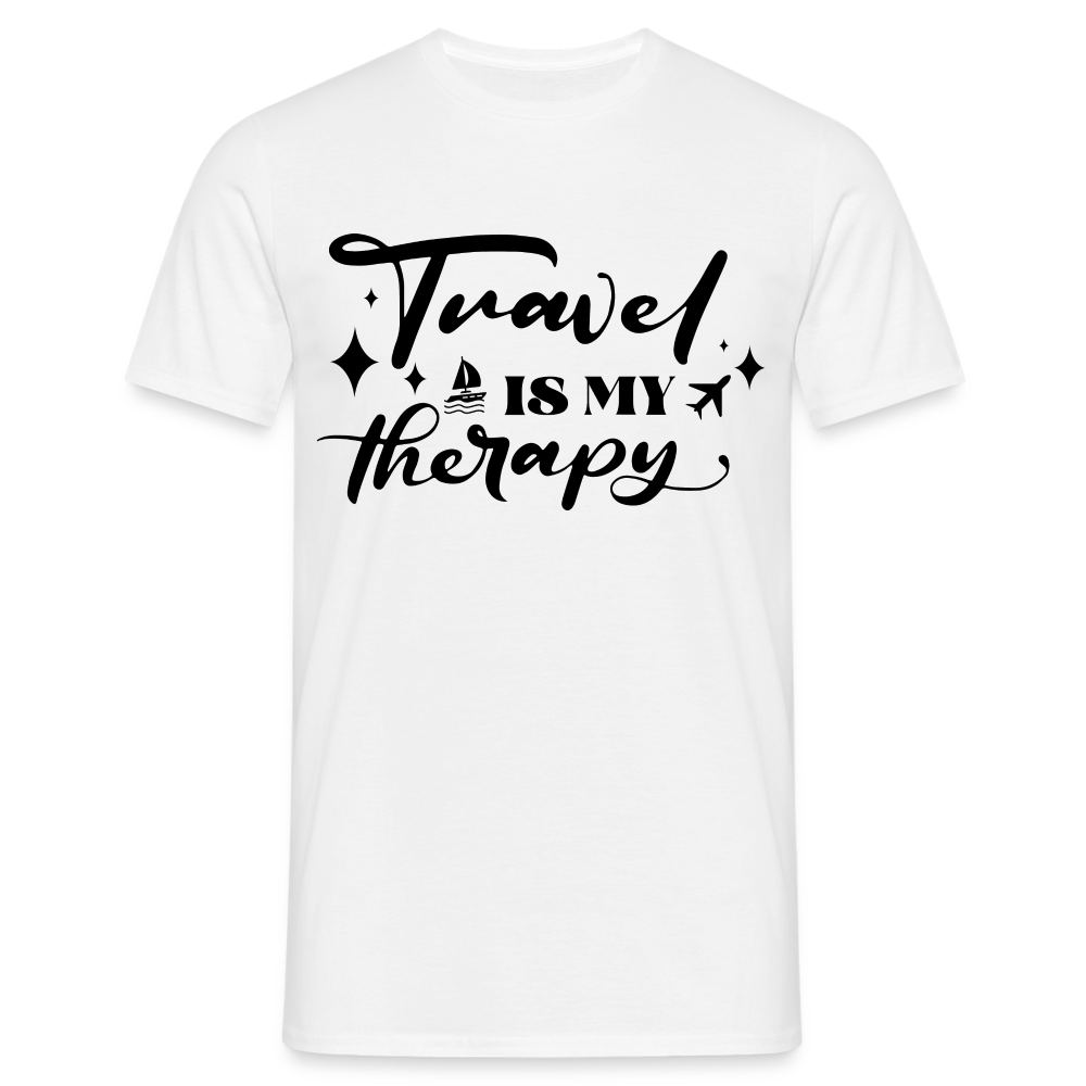 Männer T-Shirt "Travel is therapy" - weiß