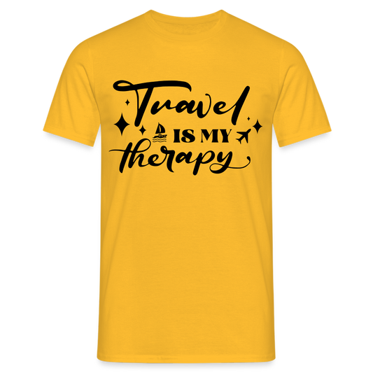 Männer T-Shirt "Travel is therapy" - Gelb