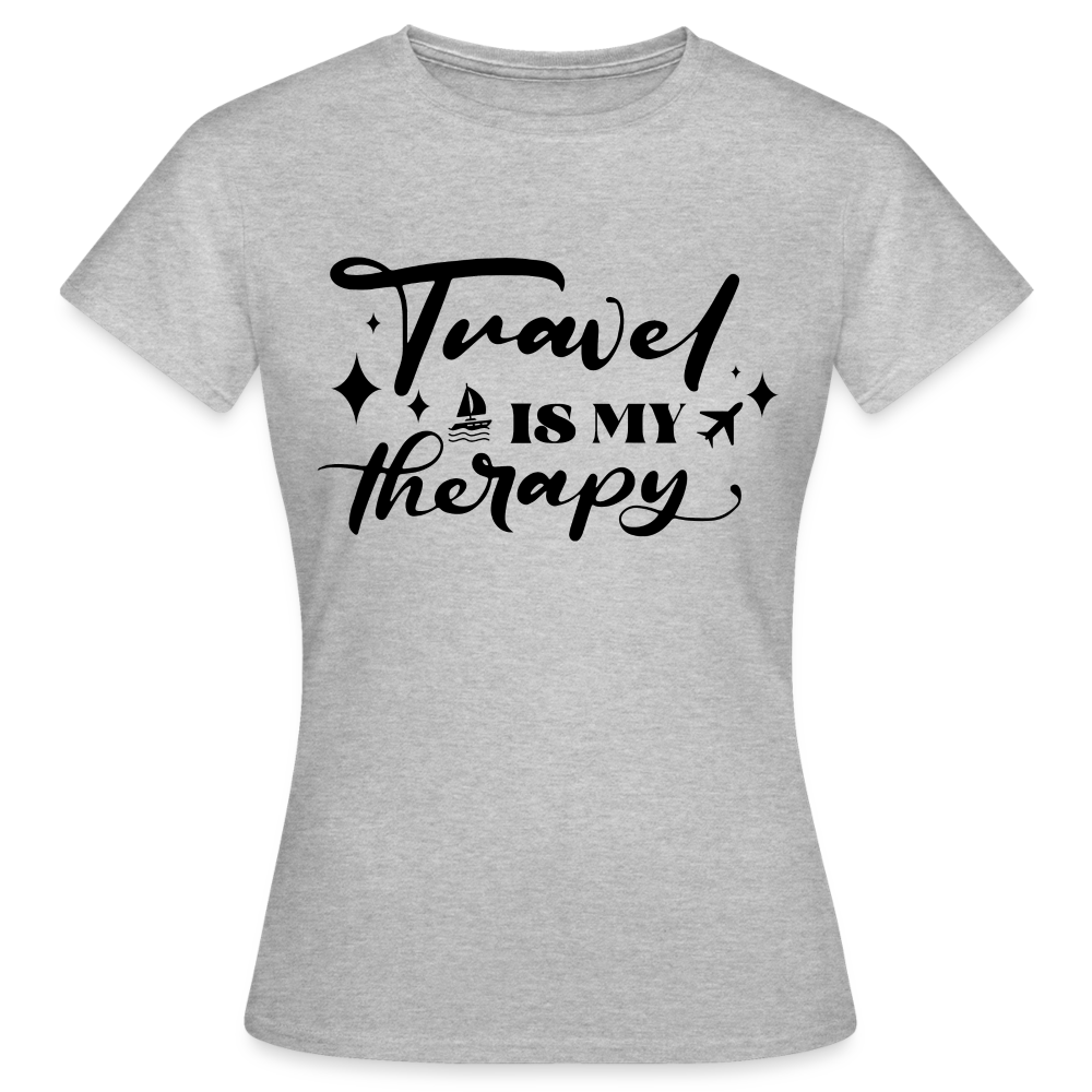 Frauen T-Shirt "Travel is therapy" - Grau meliert