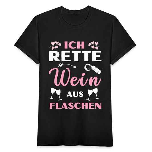 Frauen T-Shirt "Ich rette Wein aus Flaschen" - Schwarz