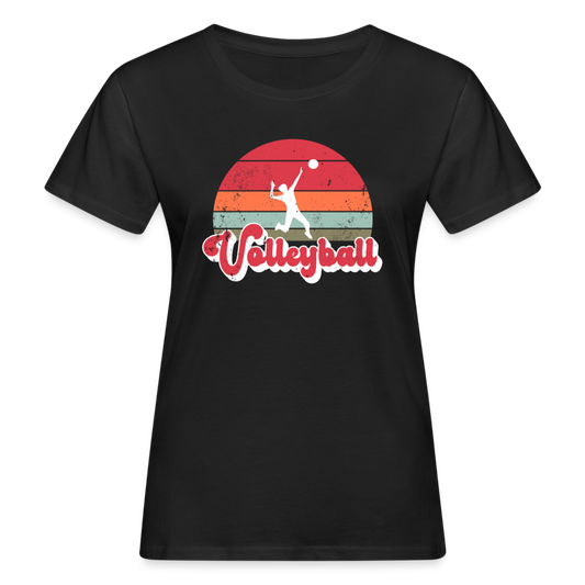 Frauen Bio T-Shirt "Volleyball im Retro-Stil" - Schwarz