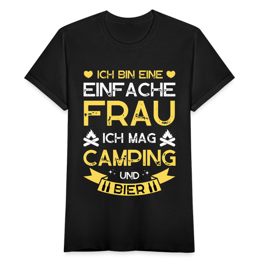 Frauen T-Shirt "Camping und Bier" - Schwarz