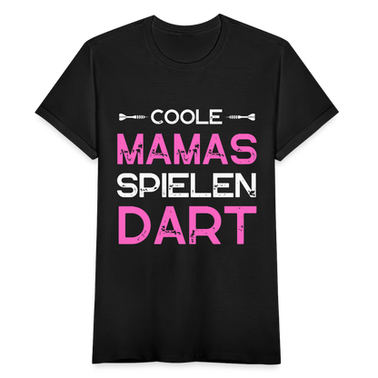 Frauen T-Shirt "Coole Mamas spielen Dart" - Schwarz