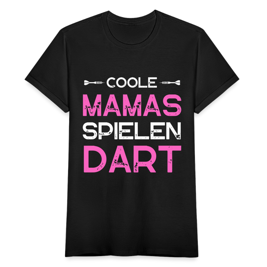 Frauen T-Shirt "Coole Mamas spielen Dart" - Schwarz