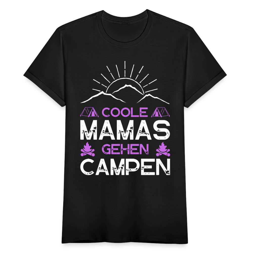 Frauen T-Shirt "Coole Mamas gehen campen" - Schwarz