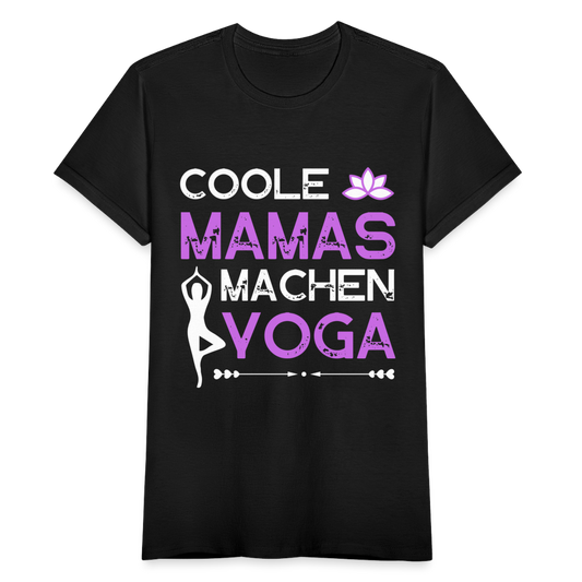 Frauen T-Shirt "Coole Mamas machen Yoga" - Schwarz