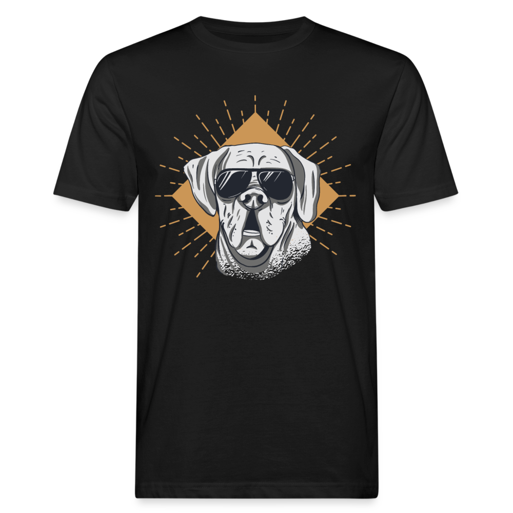 Männer Bio T-Shirt "Cooler Hund mit Sonnenbrille" - Schwarz