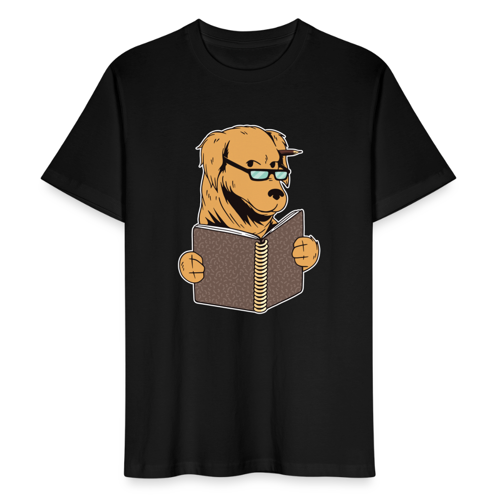 Männer Bio T-Shirt "Hund liest Buch" - Schwarz