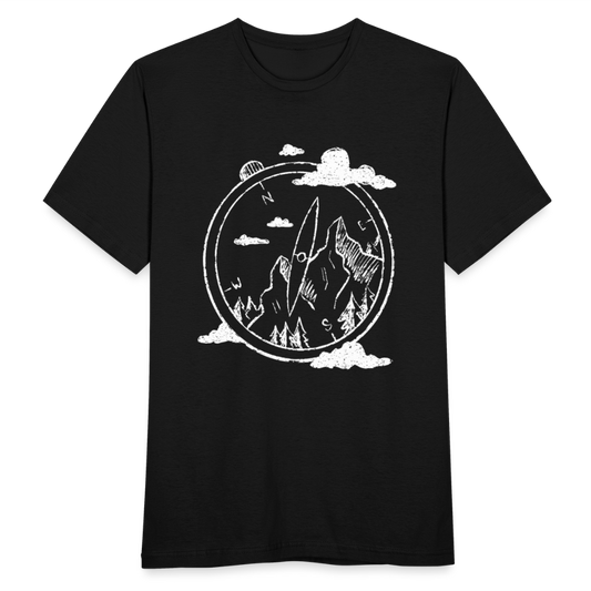 Männer T-Shirt "Berge und Kompass" - Schwarz