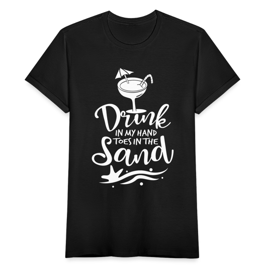 Frauen T-Shirt "Drink in my hand toes in the sand" - Schwarz