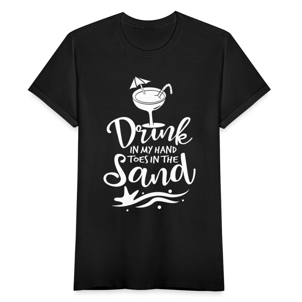 Frauen T-Shirt "Drink in my hand toes in the sand" - Schwarz