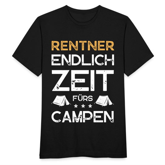 Männer T-Shirt "Rentner - Endlich Zeit fürs Campen" - Schwarz