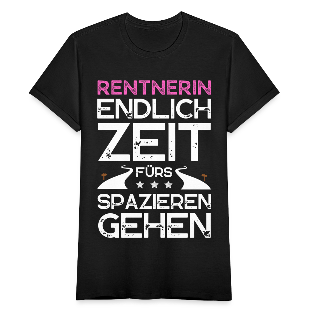 Frauen T-Shirt "Rentnerin - Endlich Zeit fürs Spazierengehen" - Schwarz