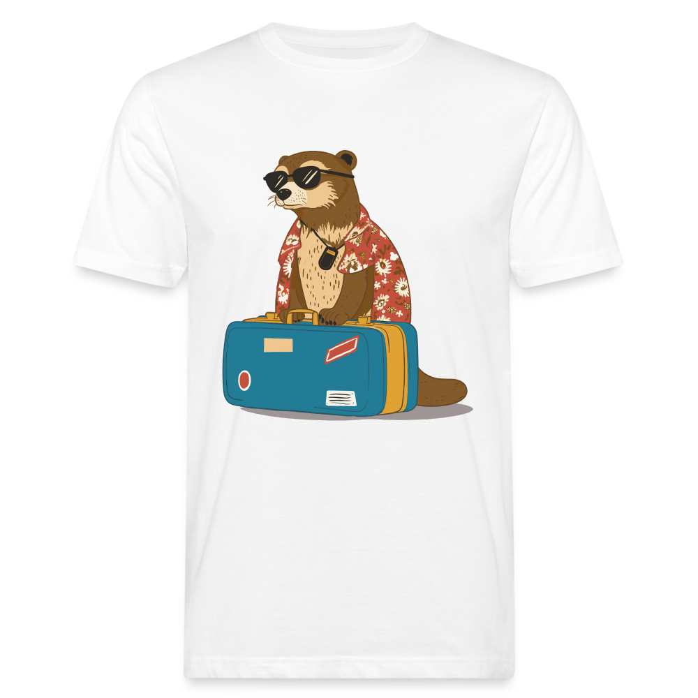 Männer Bio-T-Shirt "Otter mit Reisegepäck" - weiß