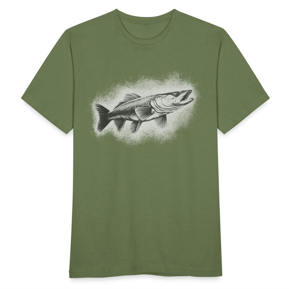 Männer T-Shirt "Hechtfisch-Motiv" - Militärgrün