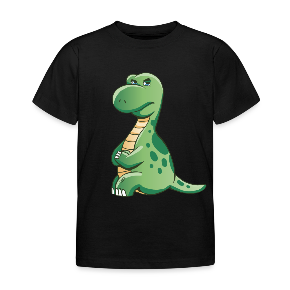 Kinder T-Shirt "Verärgerter Dinosaurier" - Schwarz