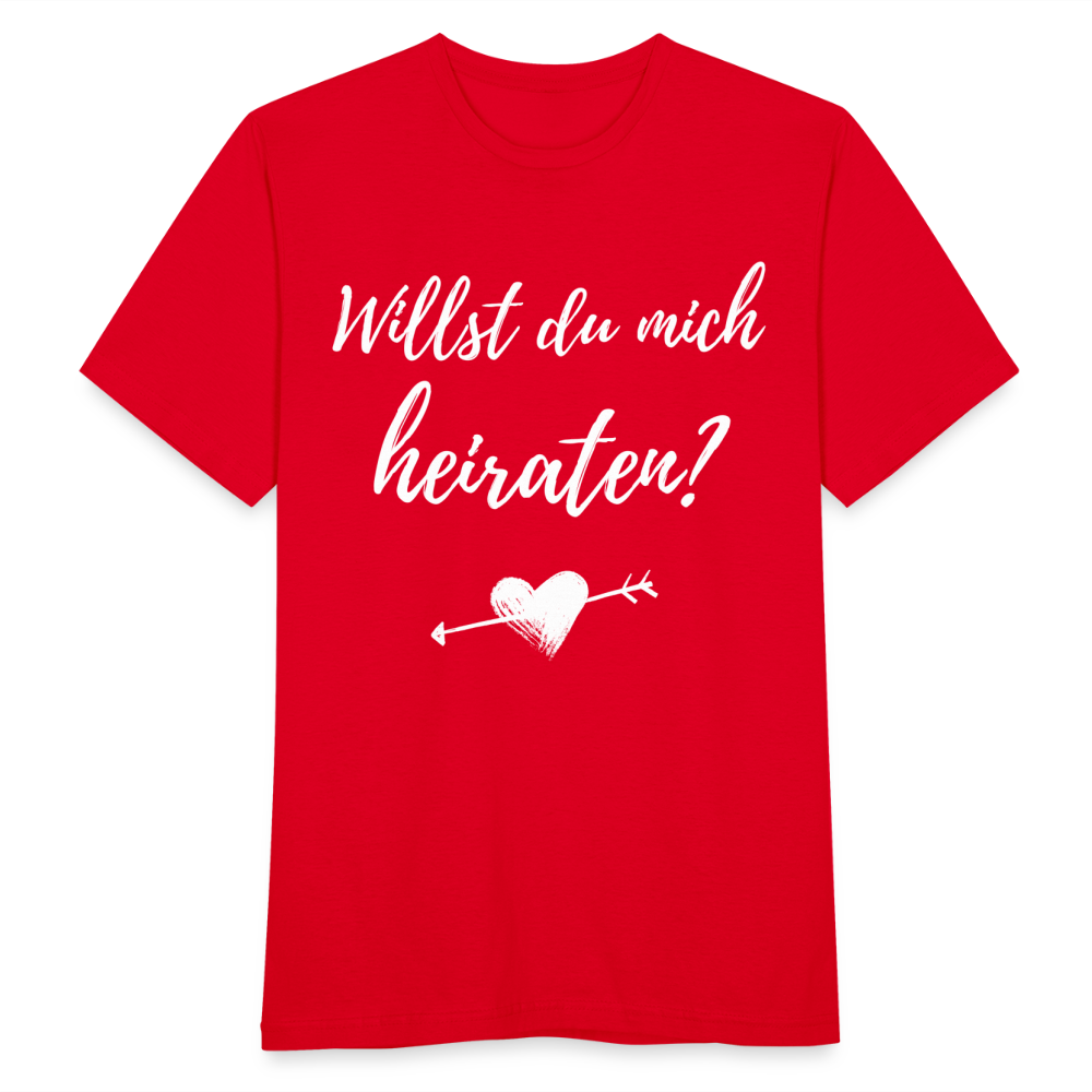 Männer T-Shirt "Willst du mich heiraten?" (Herz mit Pfeil) - Rot