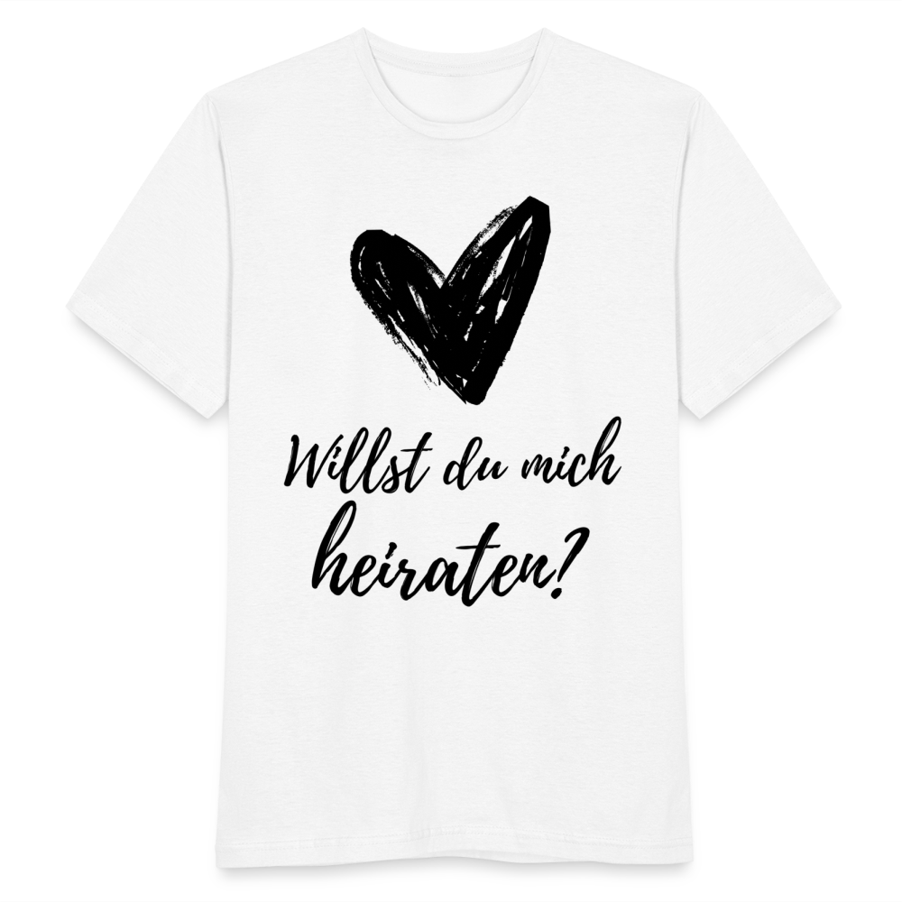 Männer T-Shirt "Willst du mich heiraten?" (Herz) - weiß