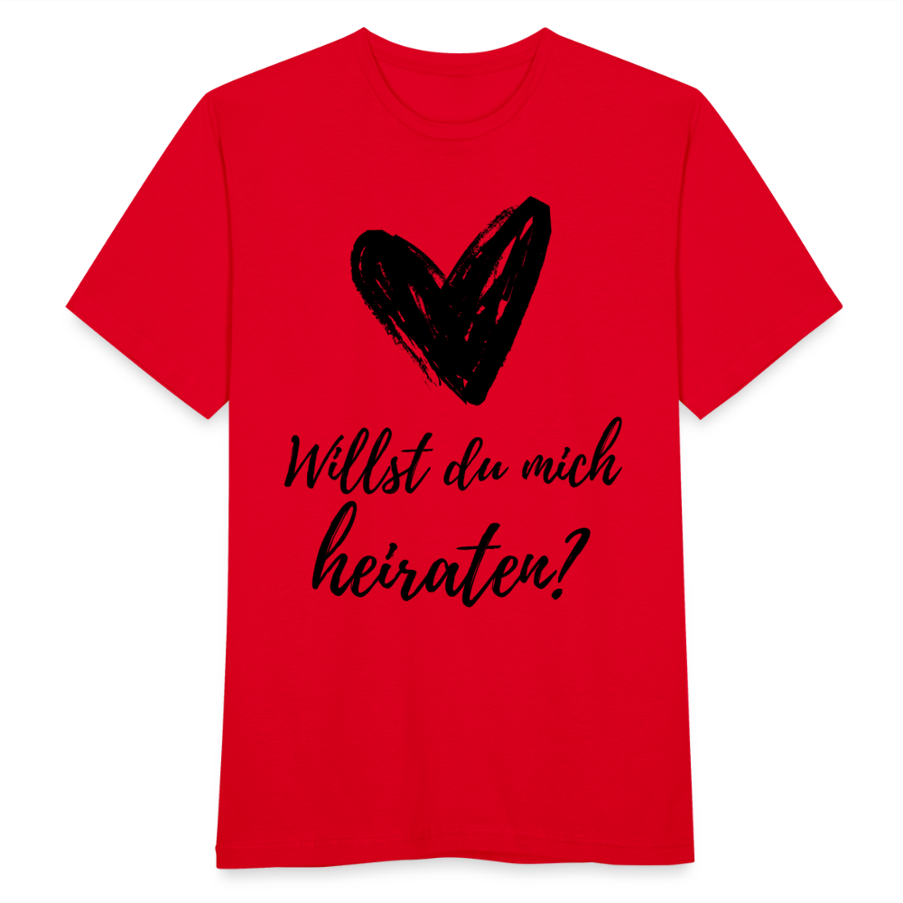 Männer T-Shirt "Willst du mich heiraten?" (Herz) - Rot