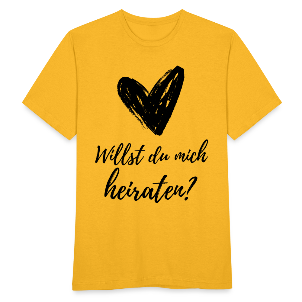 Männer T-Shirt "Willst du mich heiraten?" (Herz) - Gelb