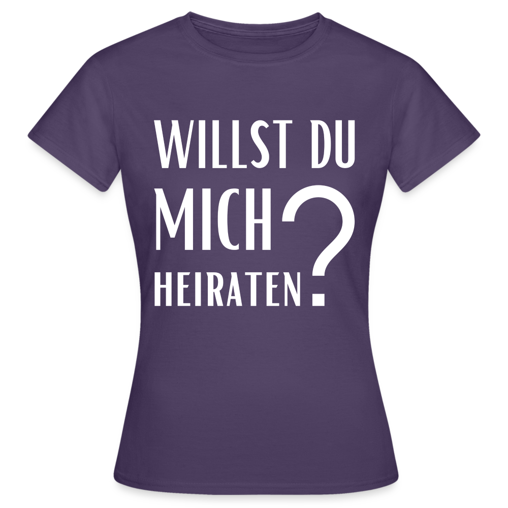 Frauen T-Shirt "Willst du mich heiraten?" (Fragezeichen) - Dunkellila