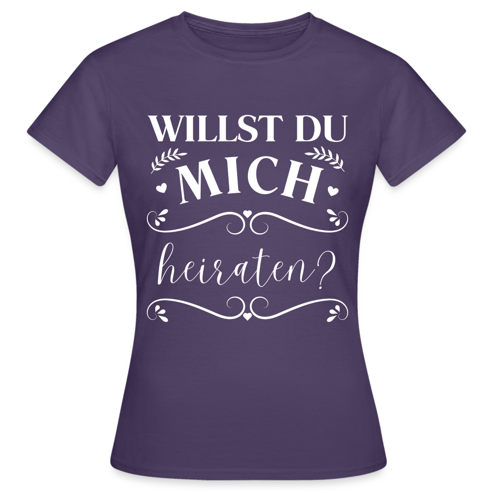 Frauen T-Shirt "Willst du mich heiraten?" (Schönes Motiv) - Dunkellila