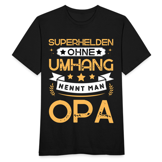 Männer T-Shirt "Superhelden ohne Umhang nennt man Opa" - Schwarz