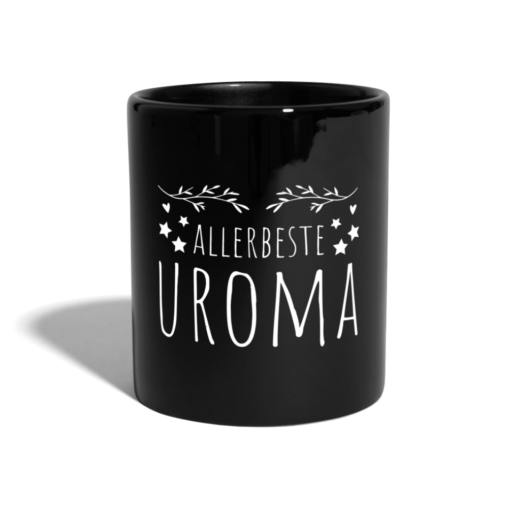 Tasse "Allerbeste Uroma" (Sternenmotiv) - Schwarz