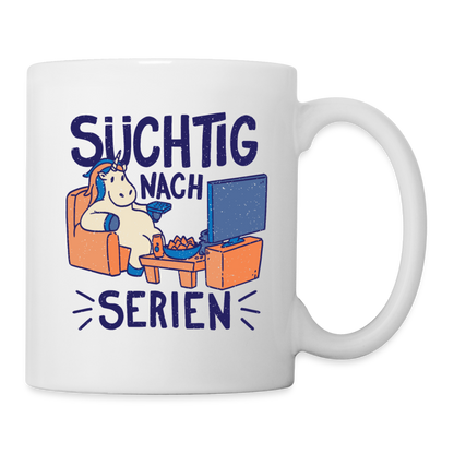 Tasse "Süchtig nach Serien" - weiß