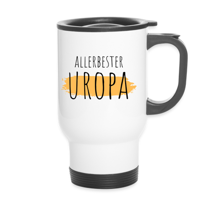 Thermobecher "Allerbester Uropa" (Hintergrundmotiv) - weiß