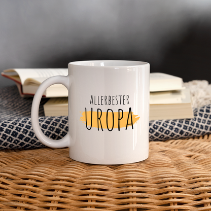 Tasse "Allerbester Uropa" (Hintergrundmotiv) - weiß