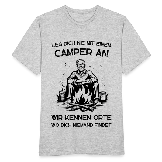 Männer T-Shirt "Leg dich nie mit einem Camper an" - Grau meliert