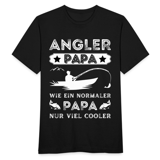 Männer T-Shirt "Angler Papa - Wie ein normaler Papa, nur viel cooler" - Schwarz