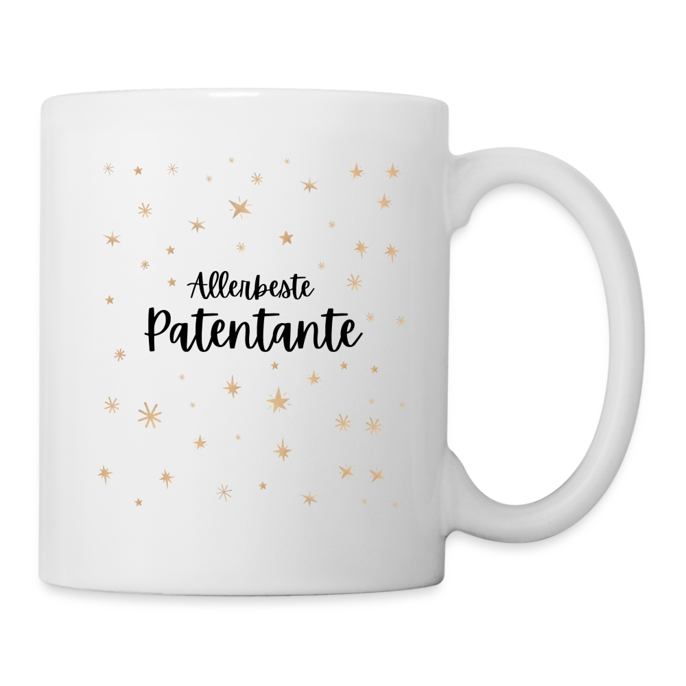 Tasse "Allerbeste Patentante" (Sternenmotiv) - weiß