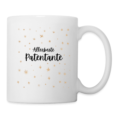 Tasse "Allerbeste Patentante" (Sternenmotiv) - weiß