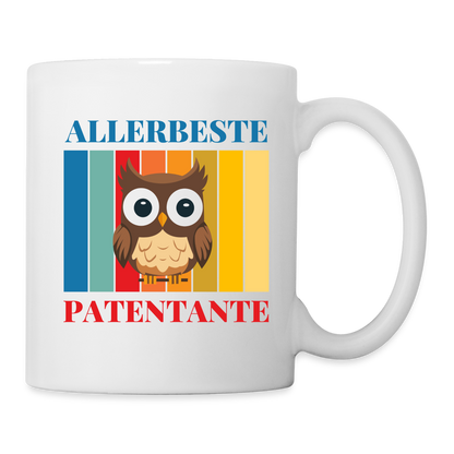 Tasse "Allerbeste Patentante" (Eulenmotiv) - weiß