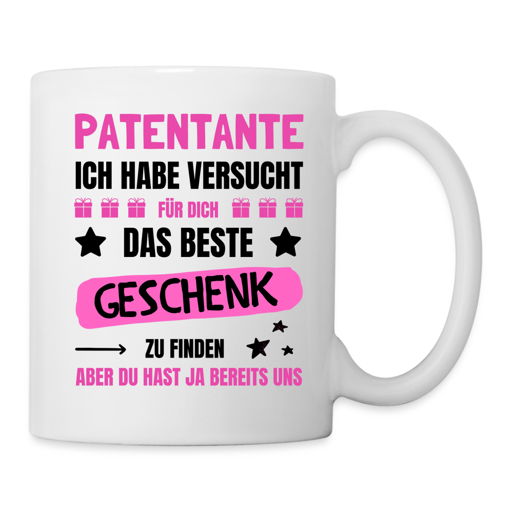 Tasse "Patentante ich habe versucht für dich das beste Geschenk zu finden" - weiß