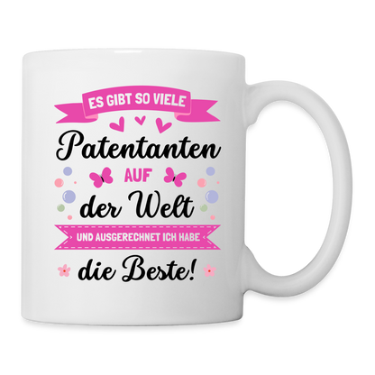 Tasse "Ausgerechnet ich habe die beste Patentante auf der Welt" - weiß