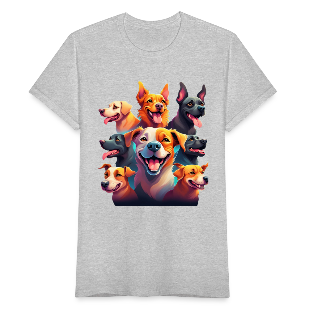 Frauen T-Shirt "Verrückte Hunde" - Grau meliert