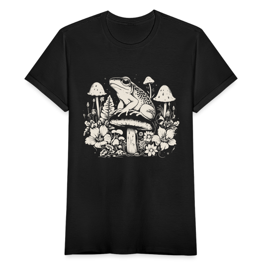Frauen T-Shirt "Mystischer Frosch" - Schwarz