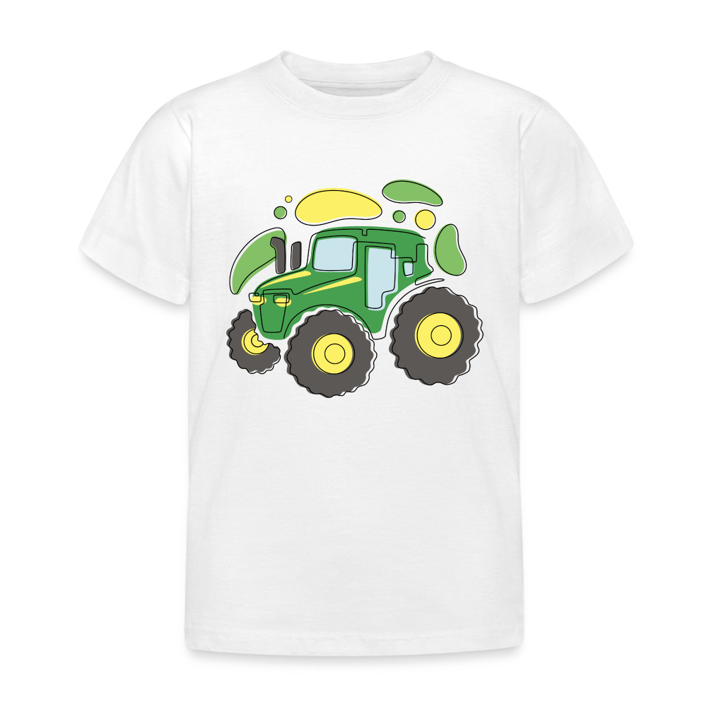 Kinder T-Shirt "Abstrakter grüner Traktor" - weiß