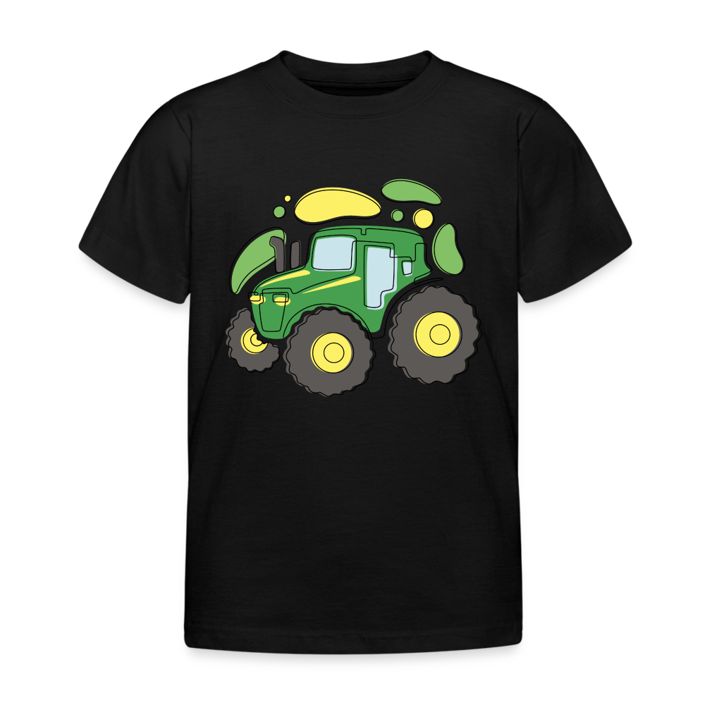 Kinder T-Shirt "Abstrakter grüner Traktor" - Schwarz