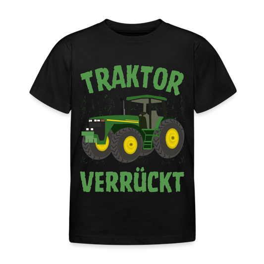 Kinder T-Shirt "Traktor verrückt" - Schwarz